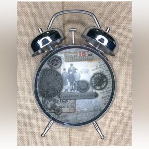 Steampunk Art In Retro Alarm Clock Style Frame Mixed Media Ephemera Vibes